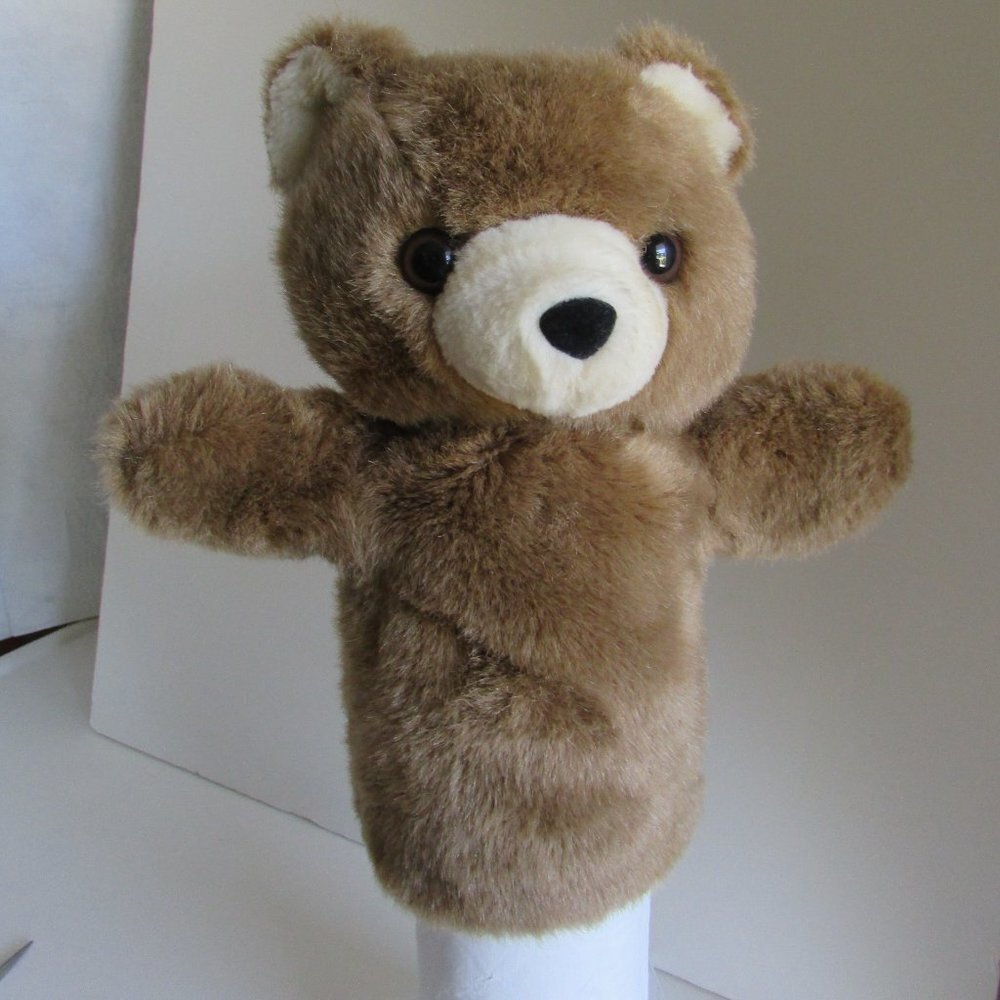 LIGHT BROWN TEDDY BEAR Lined PUPPET 10" tall